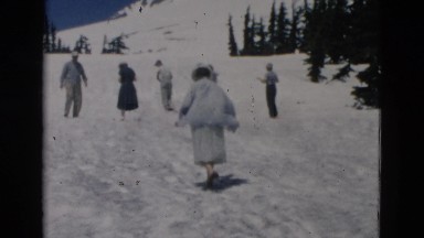 1958: snow covered road is seen WYOMING