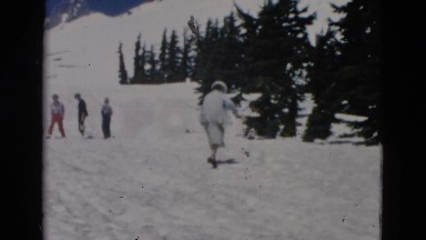 1958: snowy area is seen with kids WYOMING