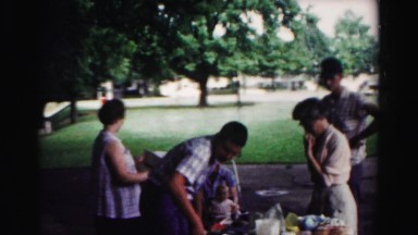 1962: picnic in forest area is seen HAGERSTOWN, MARYLAND