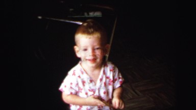 1972: cute blonde caucasian boy spiky hairstyle zoom in LYNBROOK, NEW YORK