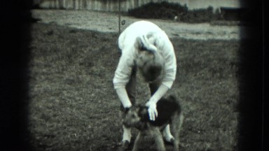 1951: Dog is Seen Being Petted in Austria