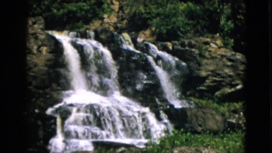 1952: beautiful waterfall flowing water down hill greenery nature CAMDEN