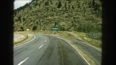 1962: view from a moving car on a road trip to idaho springs in the rain