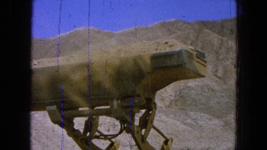 1965: earthmover is pouring down the sand collected from the ground MEXICO