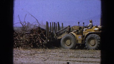 1965: man moves debris with machine MEXICO