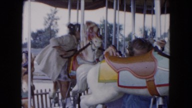 1961: amusement park horse ride girls play MICHIGAN