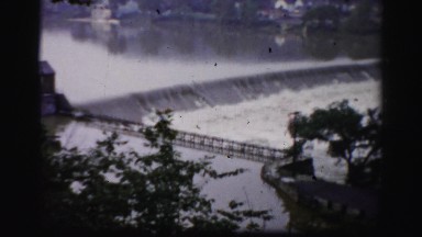 1956: waterfall pouring down high speed pure nature forest area BOSTON