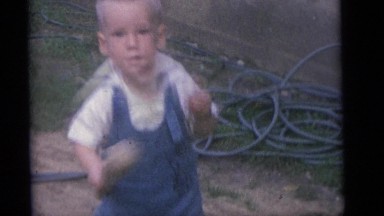 1964: a toddler boy almost takes out his baby sister with a baseball bat