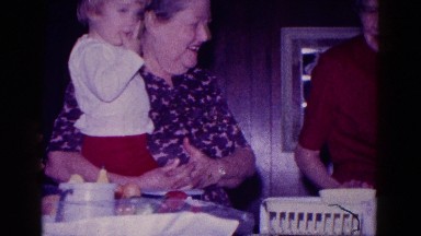 1968: old women standing together with a little lad and chatting MINNESOTA