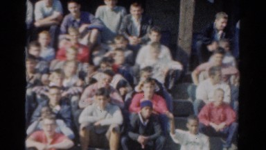 1954: huge fans cheering clapping on the stands of stadium OHIO