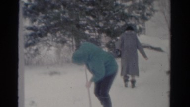 1954: sweeping the snow on a cold winter day. OHIO