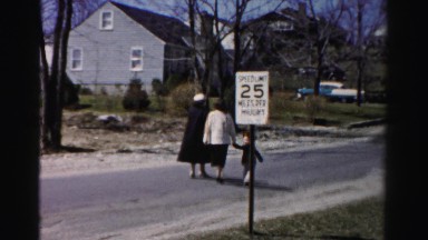 1956: walking family road running child NEW YORK