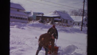 1954: two men outdoor in the cold shoveling and plowing the snow NEW YORK