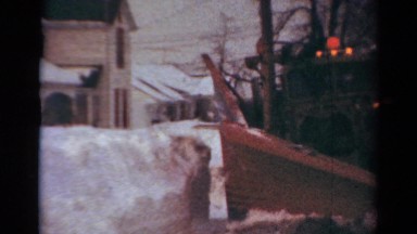 1954: truck plowing snow from the sidewalk NEW YORK