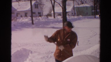 1954: two men talking and working in a totally snow covered environment NEW YORK