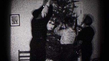 1959: Christmas Scene Mother Cheered Indoor Party Presents Many Decorating