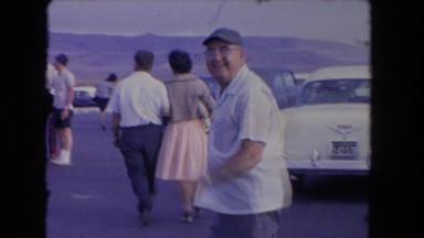 1962: multiple families enjoy a day out on a cloudy day in the western united