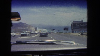 1962: daytime drive on the highway through the mountains and near the ocean