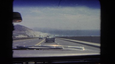 1962: a highway along the coastline as seen from a moving vehicle SAN PEDRO