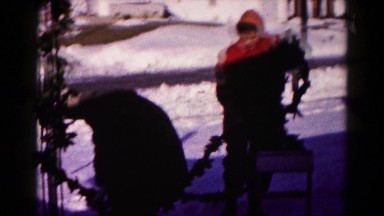 1959: people outdoor in the snow decorating for christmas HAGERSTOWN, MARYLAND
