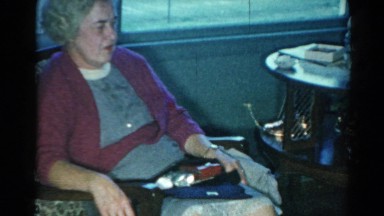 1962: grandmother sitting view people indoor happy CATSKILL, NEW YORK