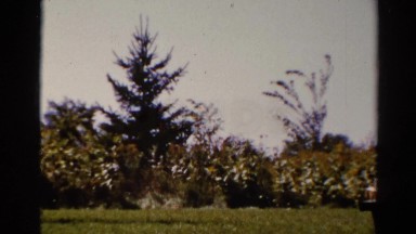 1962: a pretty young woman outdoors preparing a table for a picnic CATSKILL