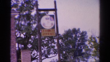 1962: building banner trees brick wall fence white huge CATSKILL, NEW YORK