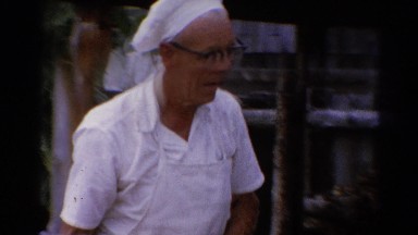 1962: grandfather cooking clothes chef cooked people sit CATSKILL, NEW YORK