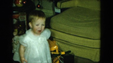 1951: baby walking with mixed reaction towards front slowly CLEVELAND, OHIO