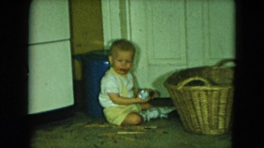 1951: a toddler getting up from the floor and trying to walk. CLEVELAND, OHIO