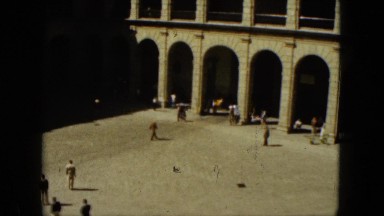 1962: Top Down View of Tourism Area with People Walking in Mexico