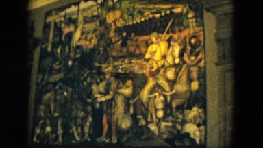 1962: A Large Mural or Painting Hanging Indoors on a Wall in Mexico