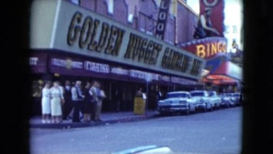 1959: A View of People Walking Downtown in Touristic and Big City Las Vegas