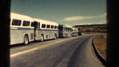 1967: Cars Passing By Waving Huge Road Parked Cars Colorado