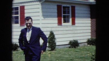 1959: man outdoor dog talking suit walking garden loving ARIZONA