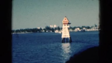 1950: Water View Mountain Wide Snow Zoom Waves Moves Boat FLORIDA