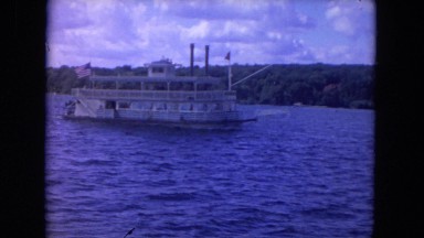 1972: Steamboat on the Mississippi Viewed from a Passing Boat