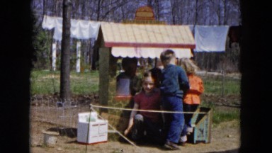 1955: children play desert fenced walk down danger HICKSVILLE, NEW YORK
