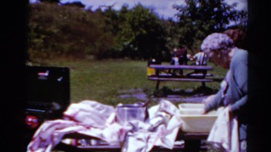 1964: outdoor party walking garden play enjoyment talking family CALIFORNIA