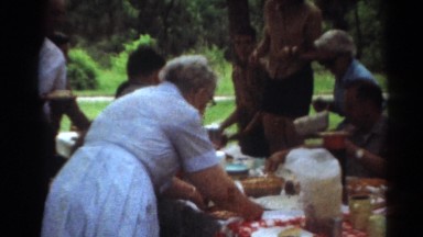 1964: picnic outdoor family feast open camp table food CALIFORNIA
