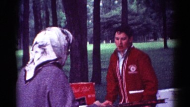 1964: family members are gathered at a beautiful picnic area for a social event
