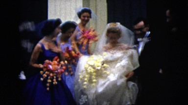 1962: Bride and Groom Leaving Wedding Overjoyed in Boston
