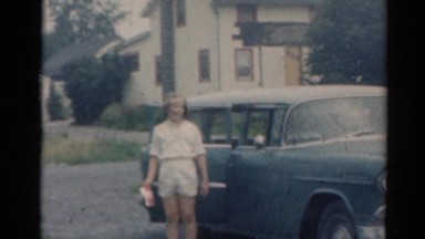 1964: play garden car walk dress close up CALIFORNIA