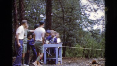 1968: friends and fun and the gun little and adult person at the mountain