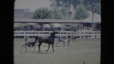 1951: Jockeys and Horses Preparing for Harness Race Cleveland Ohio