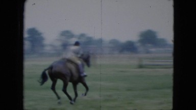 1951: horse jump rider fast professional rods over CLEVELAND, OHIO
