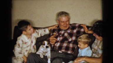 1968: grandfather and grandmother having a blast with the grand kids