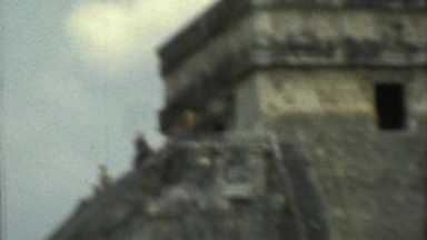 1973: Large Stony Structure in Meadow Under Clear Sky Mexico