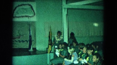1966: girl scouts earning badges during a ceremony CALIFORNIA