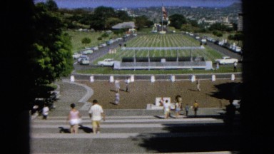 1966: tourism area people walk down stairs outdoor CALIFORNIA